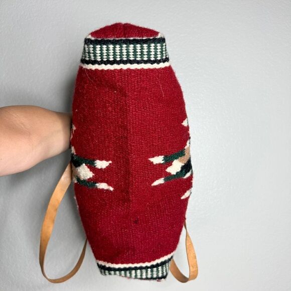 Vintage red wool kilim southwestern large carryall carpet tote bag - Picture 7 of 14